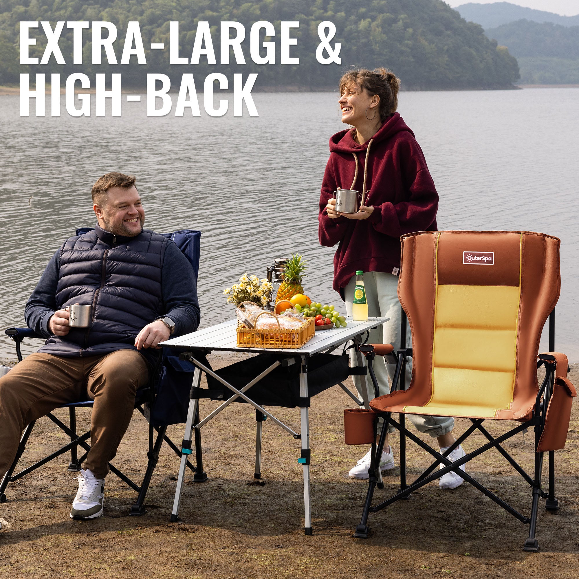 OuterSpa Oversized Foldable Chairs, Support up to 500LBS