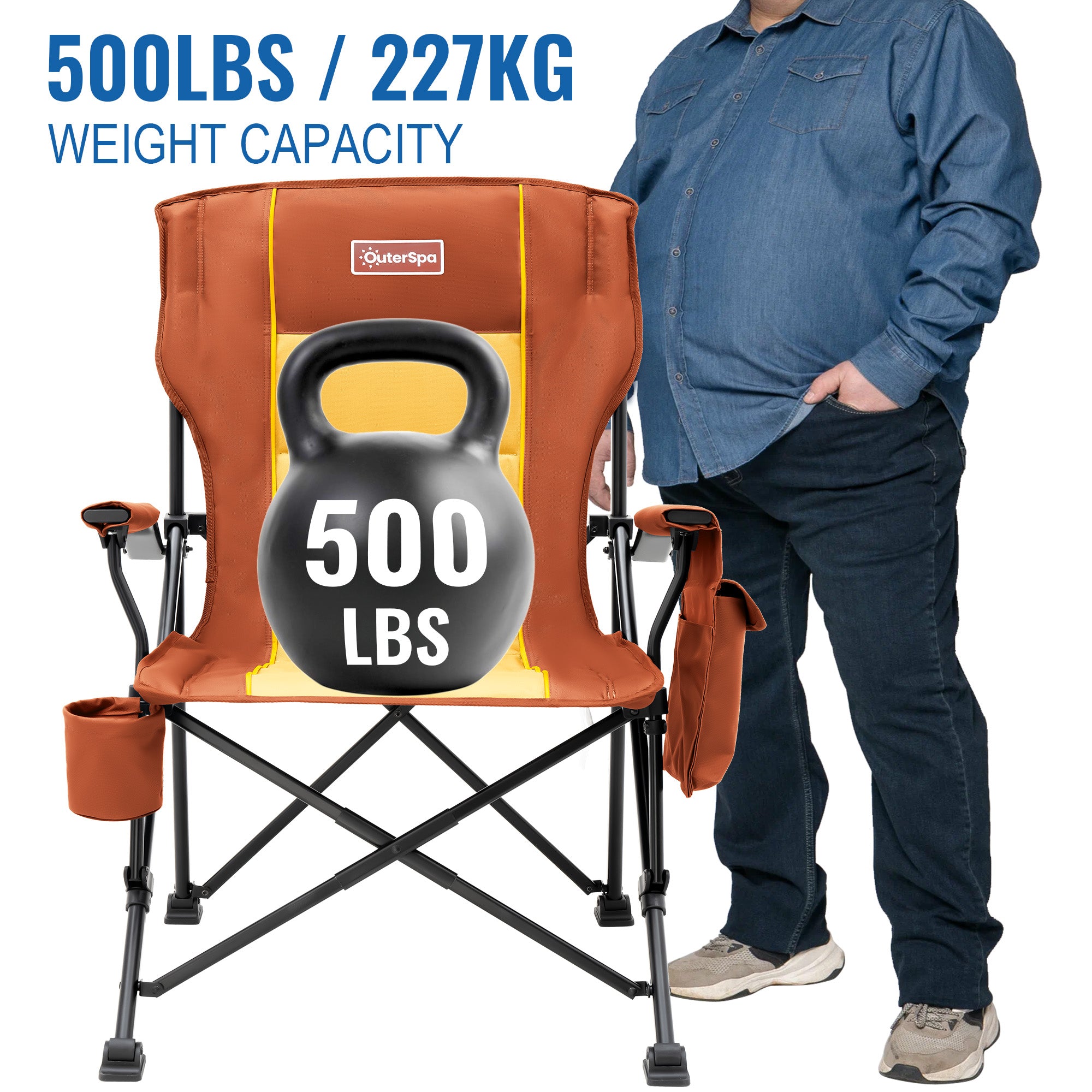 OuterSpa Oversized Foldable Chairs, Support up to 500LBS