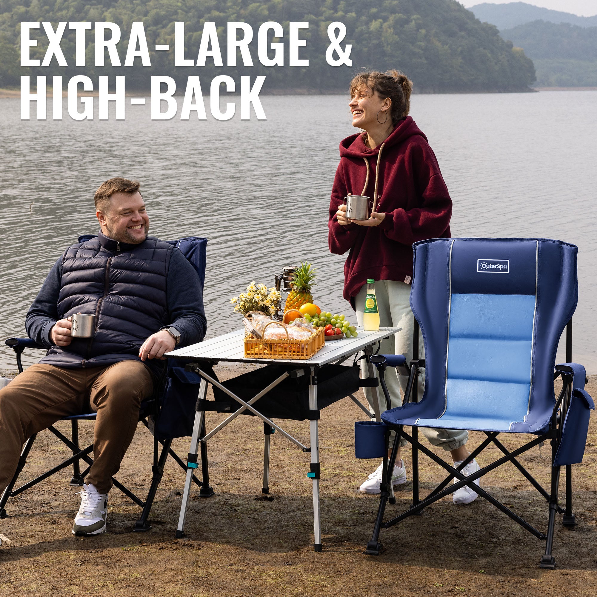 OuterSpa Oversized Foldable Chairs, Support up to 500LBS