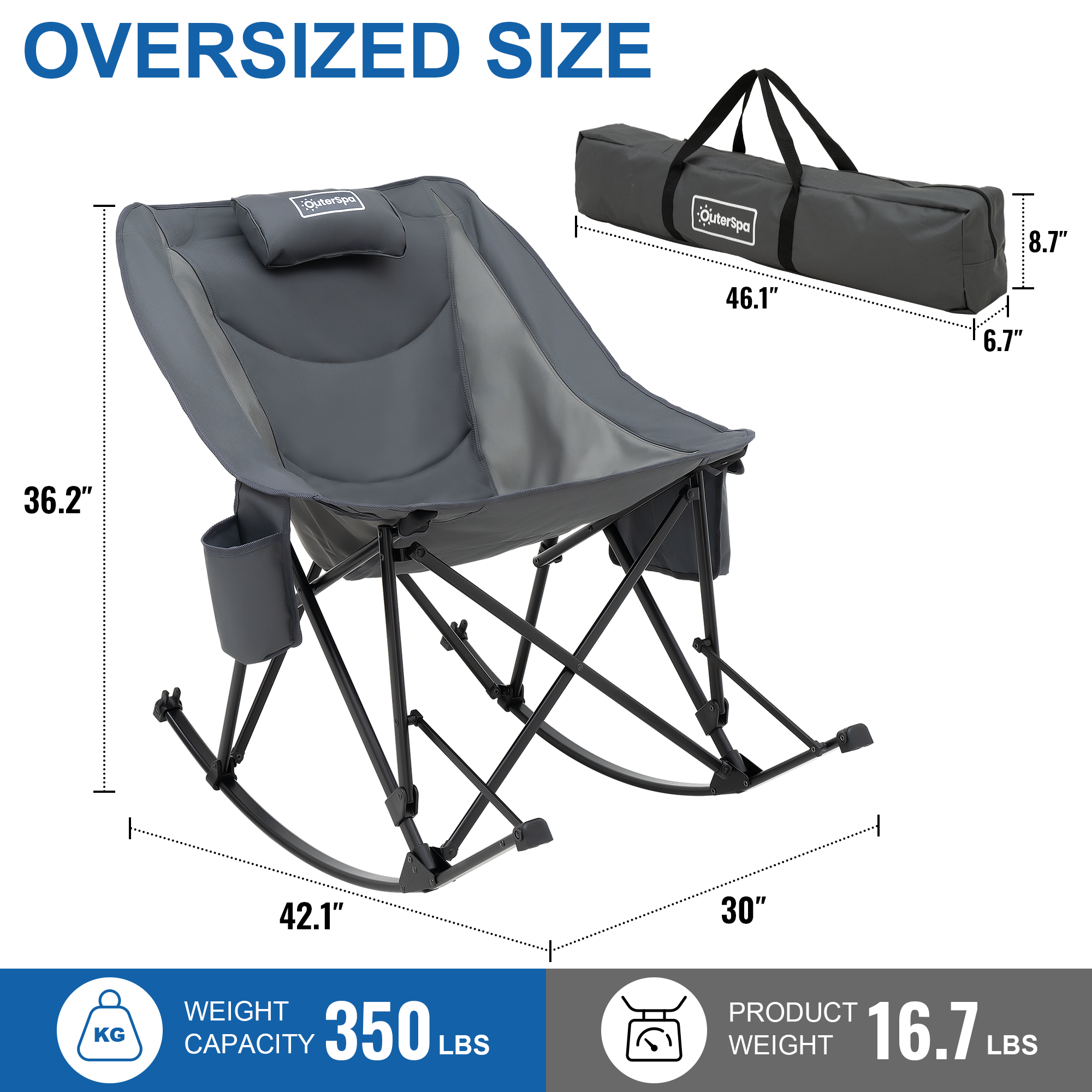 OuterSpa Oversized Camping Rocking Chair