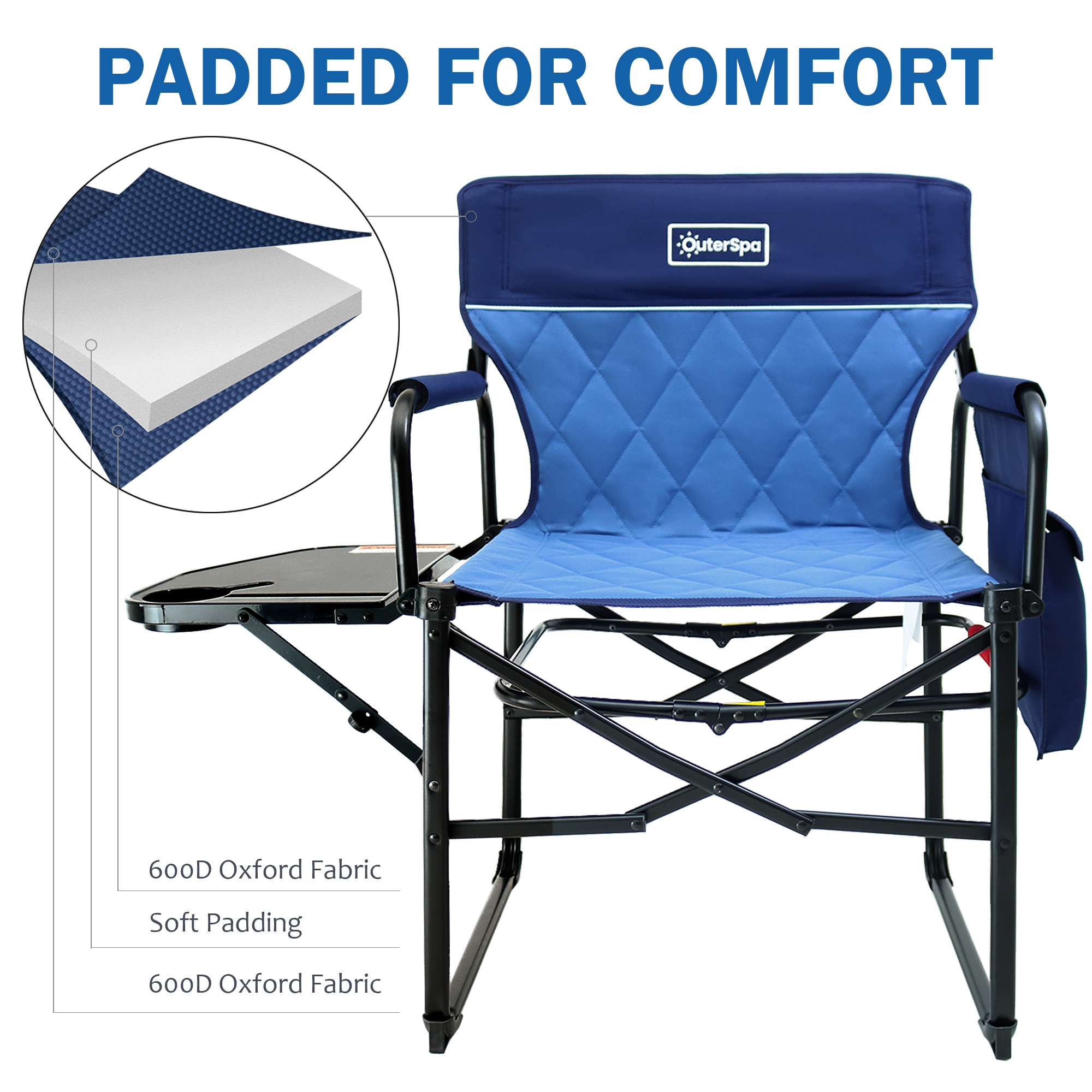 OuterSpa Camping Directors Chair, Support 350 lbs